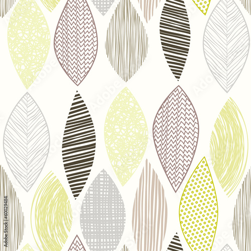 Seamless pattern of abstract leaves.