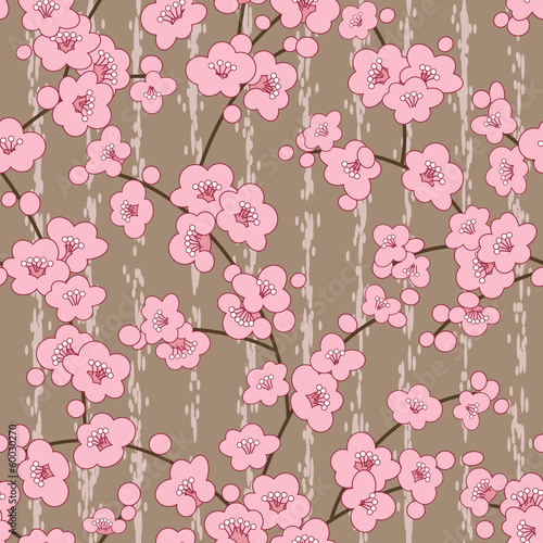 seamless cherry, sakura blossom flowers pattern