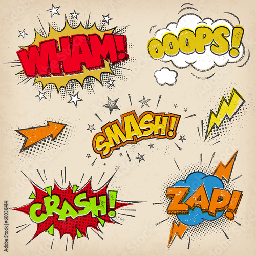Comic Sound Effects with Grunged Style Set2
