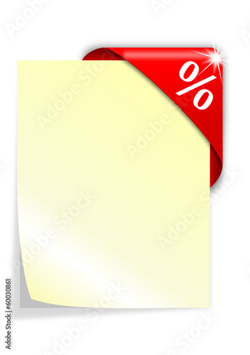 Corner label with the sign% - vector