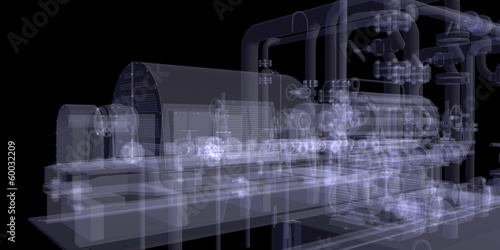 Industrial equipment. X-Ray render