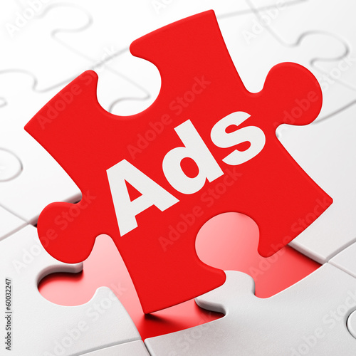 Marketing concept: Ads on puzzle background