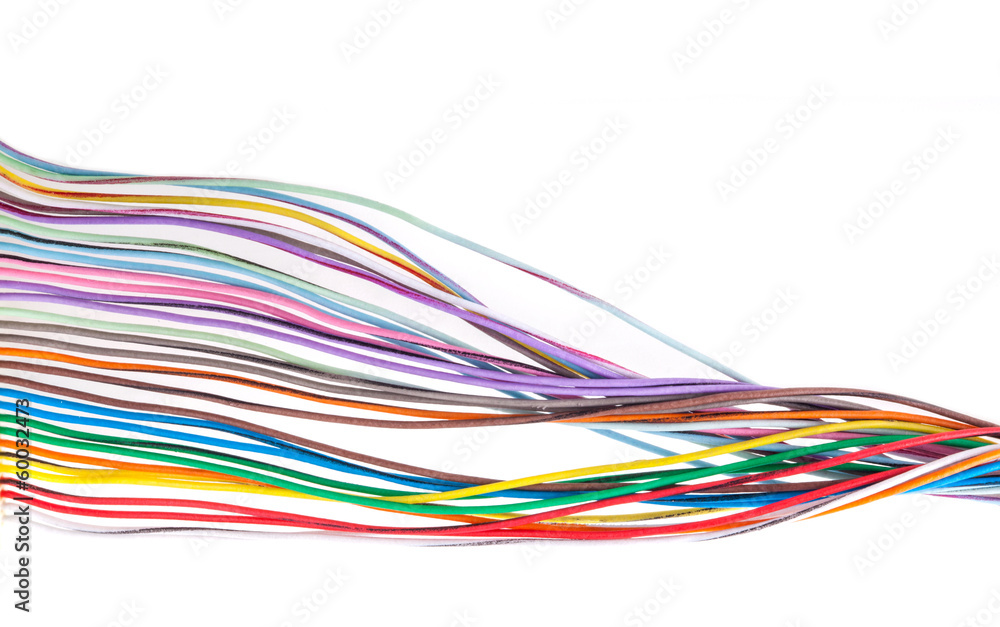 Multicolored cable isolated on white background Multicolored cable isolated on white background