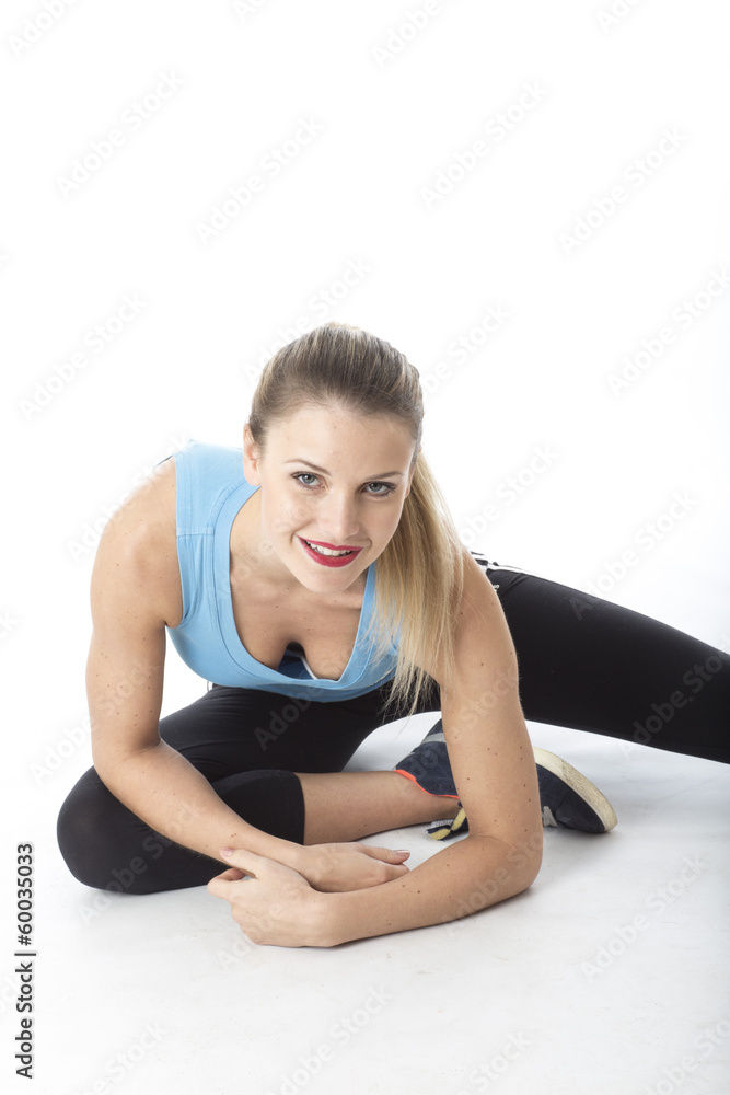 Fit Young Woman Floor Stretching Excercises