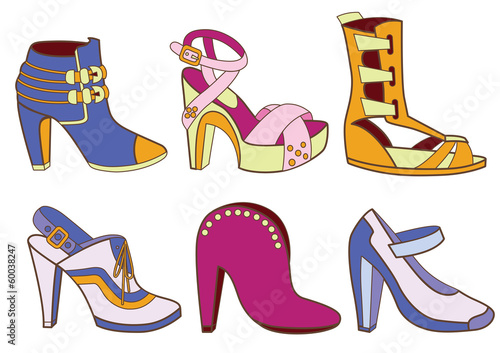collection of fashionable women's shoes (vector illustration)