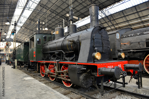 Old Steam train on the railway station