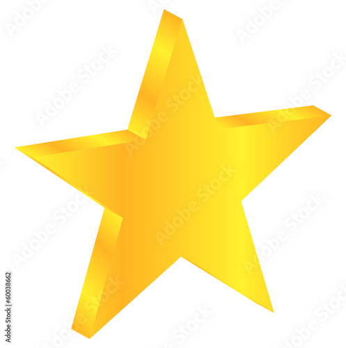 Golden Star Isolated On White Background