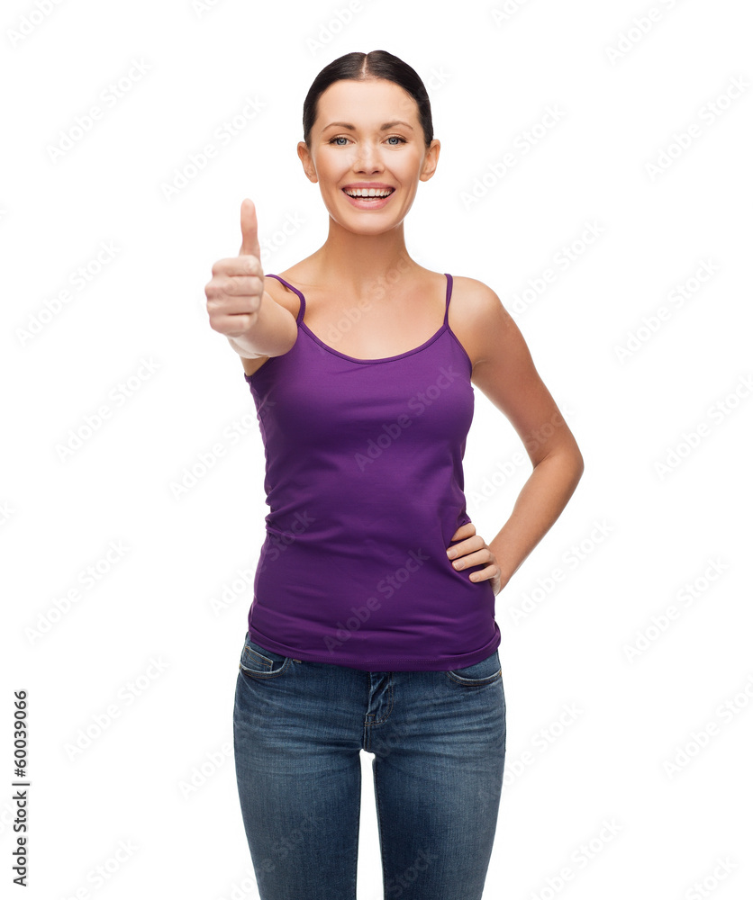 girl in blank purple tank top with crossed arms girl in blank purple tank top with crossed arms
