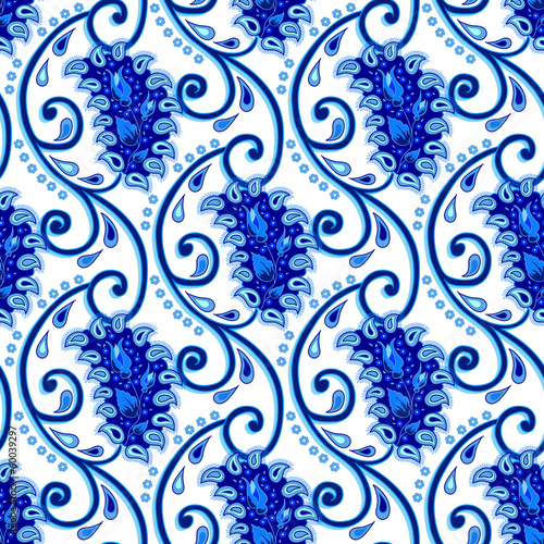 Vintage paisley porcelain seamless background