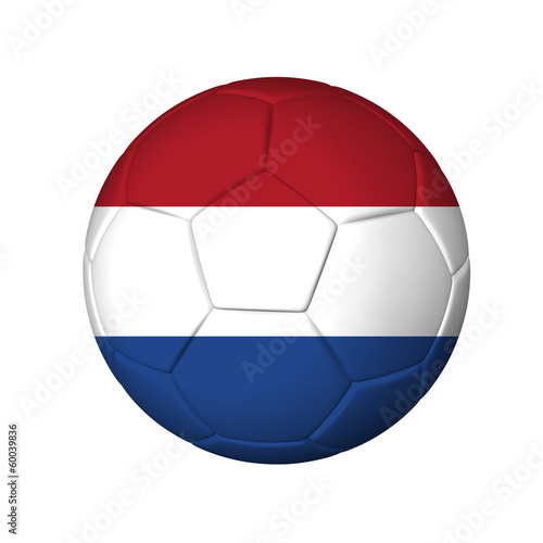Soccer football ball with the Netherland flag. Isolated on white