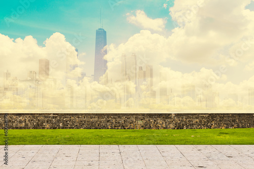 Abstract Skyline With Sidewalk