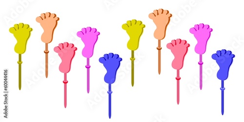 Set of Plastic Foot Clap Toys on White Background