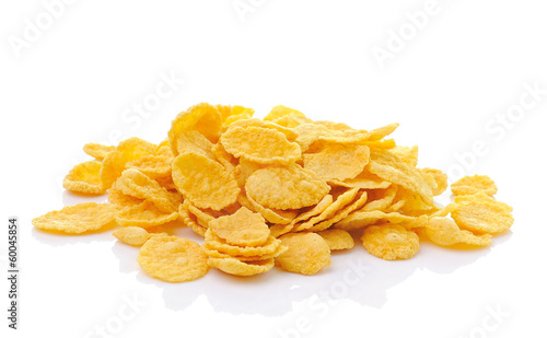 Photos Sweet, tasty cornflakes, dry crispy on white background