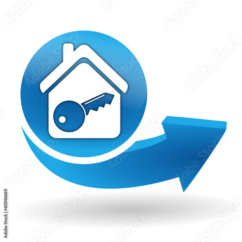 maison sous alarme sur bouton web bleu