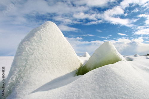 Ice  mountains  at seaside.