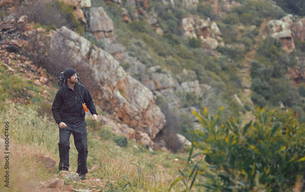 Naklejka premium mountain trekking man