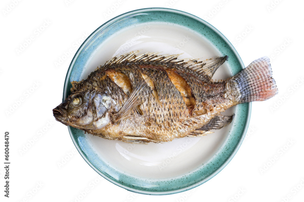 Fried fish isolated background
