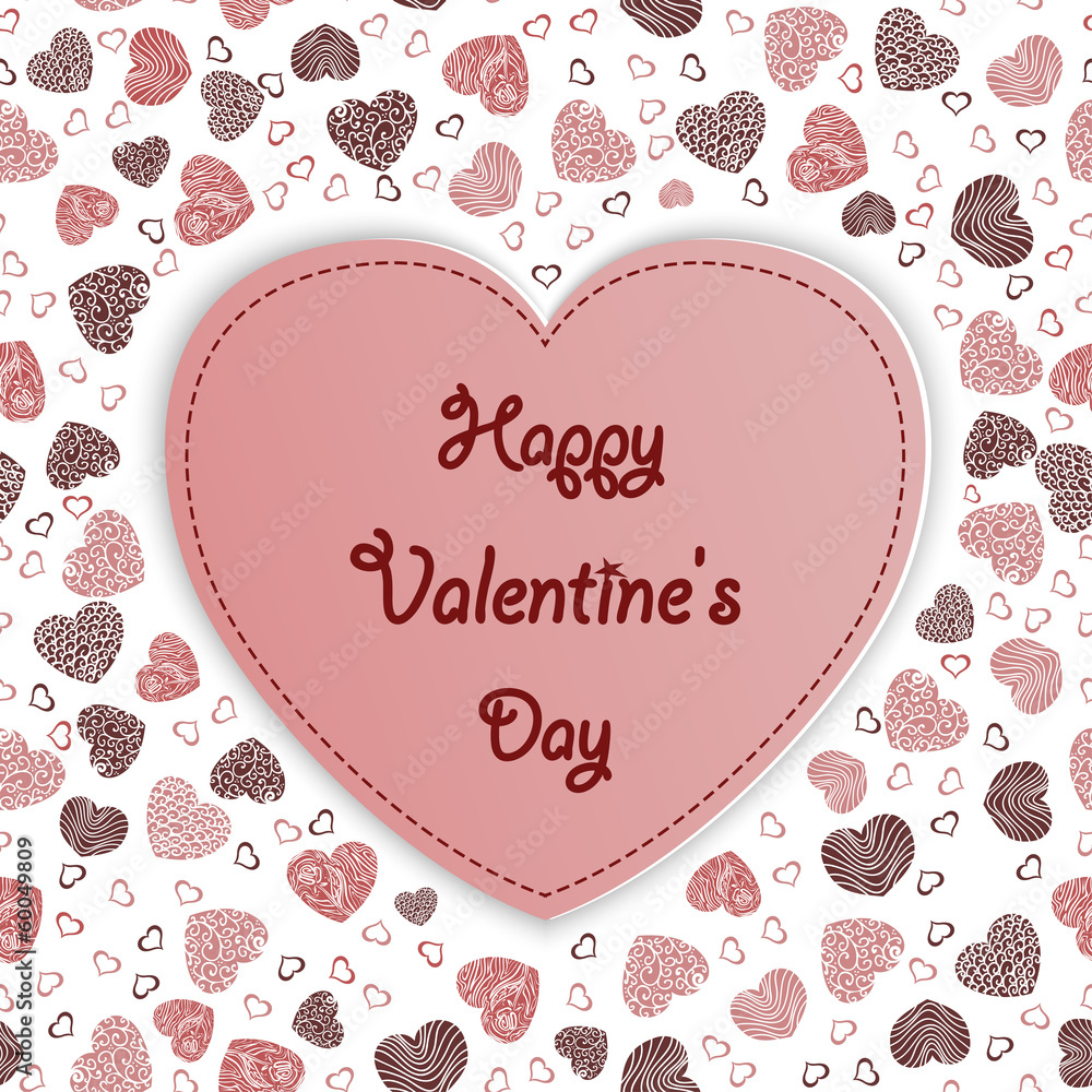 Postcard Happy Valentine's Day with pink heart Postcard Happy Valentine's Day with pink heart