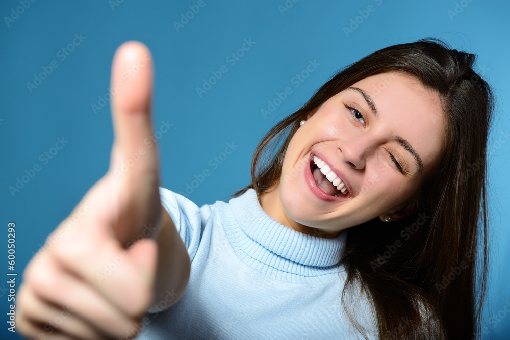 Portrait of a beautiful, confident and cheerful teenager girl sh