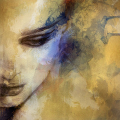 Fototapete Frauen Frauengesicht Aquarell Porträt Kunst  © Anna Ismagilova