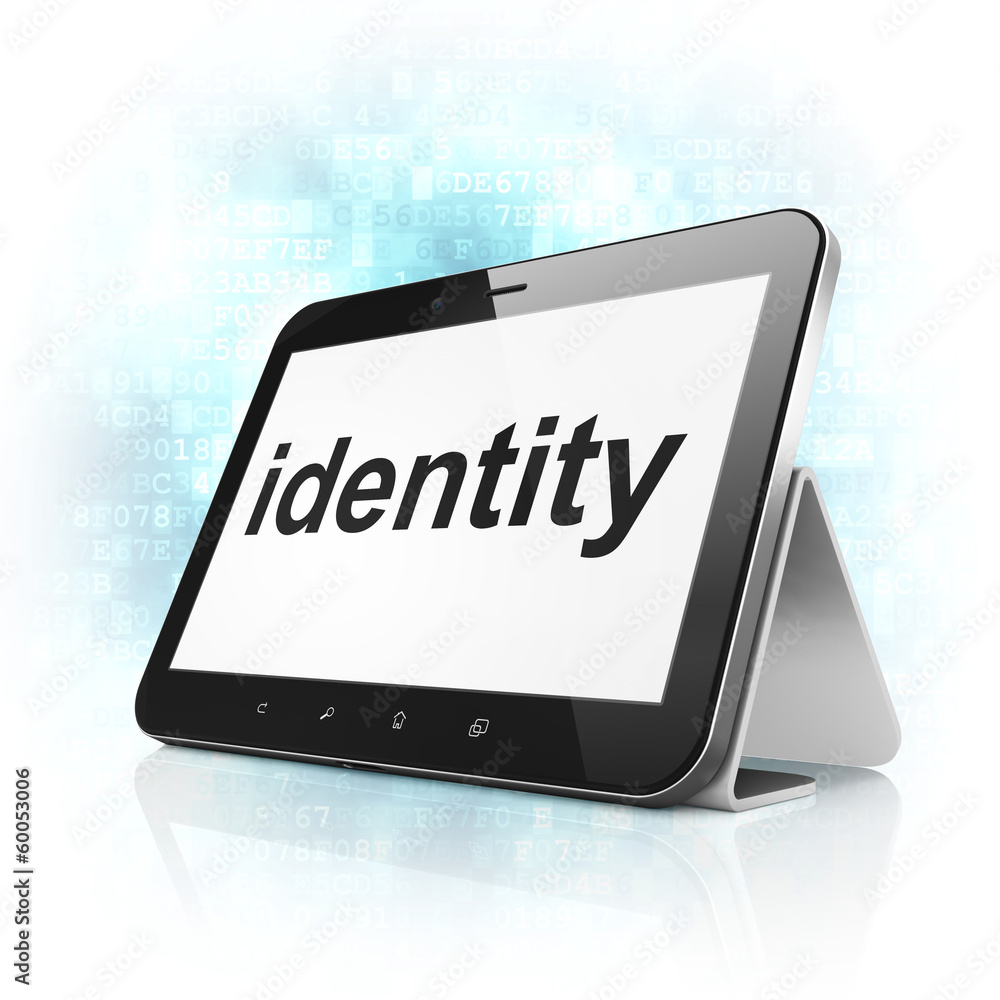 Protection concept: Identity on tablet pc computer Protection concept: Identity on tablet pc computer