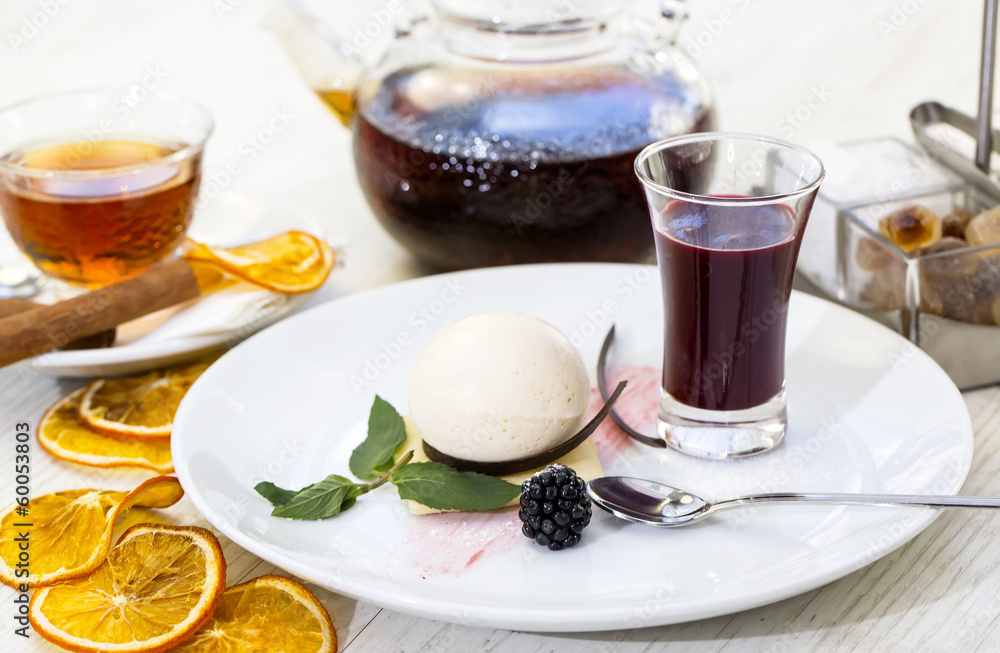 dessert, a piece of cake on the table with a cup of tea dessert, a piece of cake on the table with a cup of tea