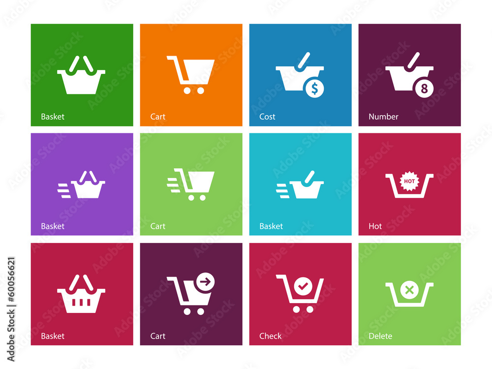 Checkout icons on color background.