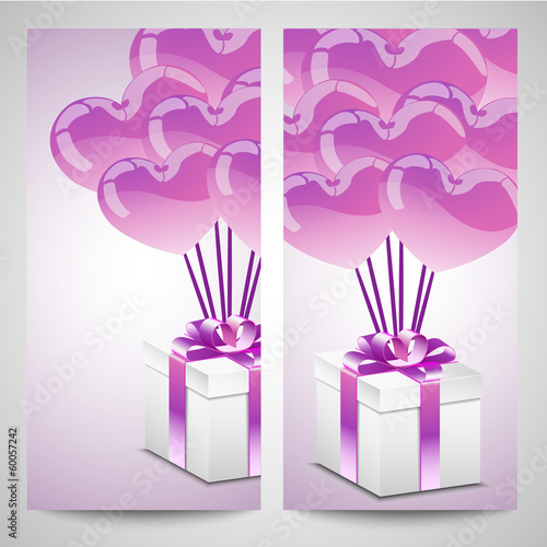 Present and heart balloons
