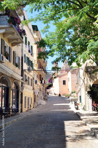 street in the town of Corfu  Greece  Europe