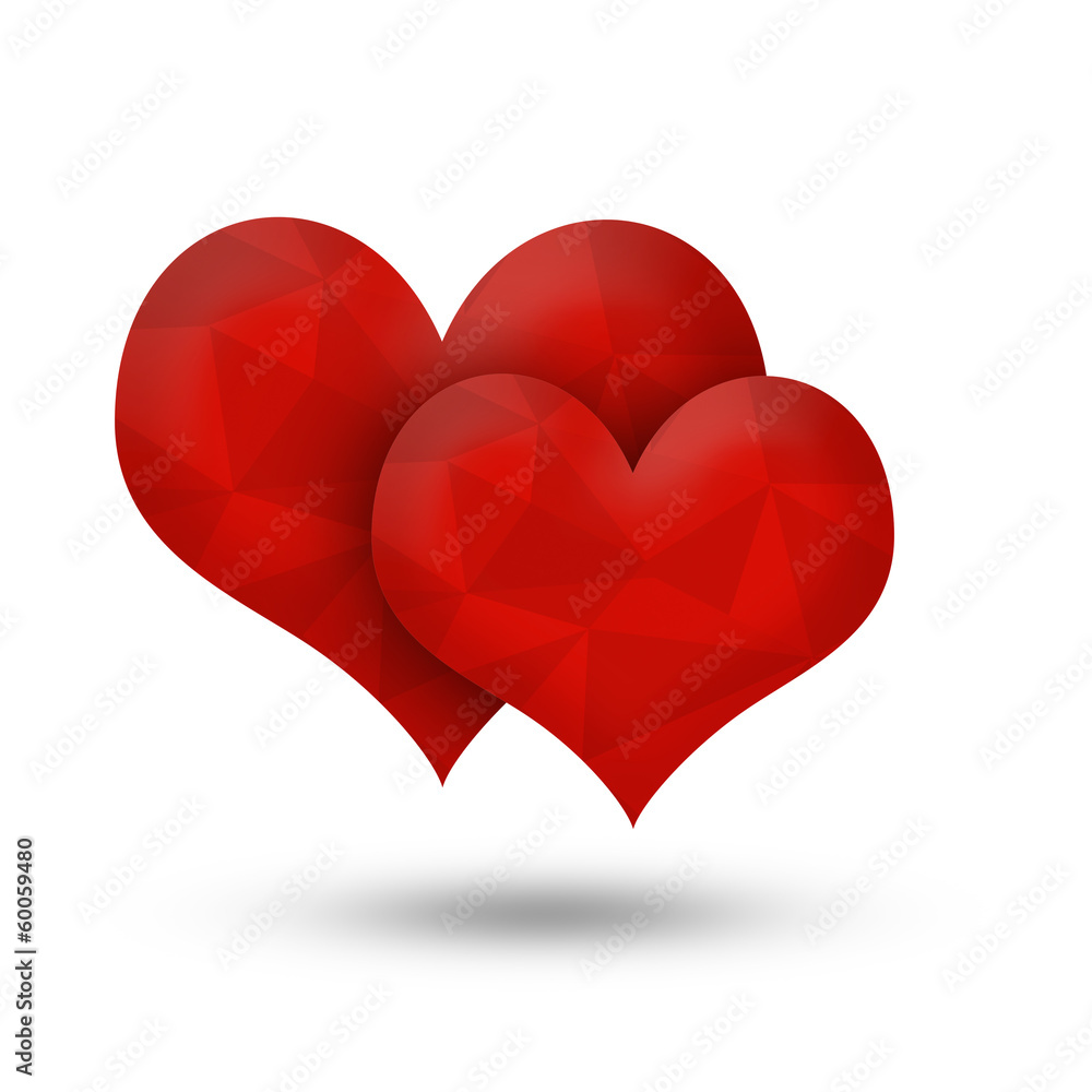 two red heart abstract isolated on a white backgrounds