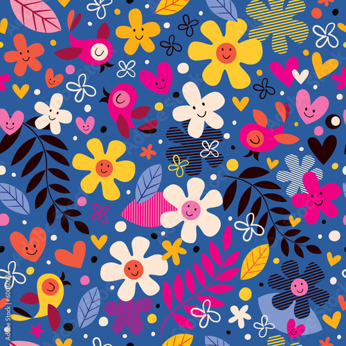 flowers and birds pattern
