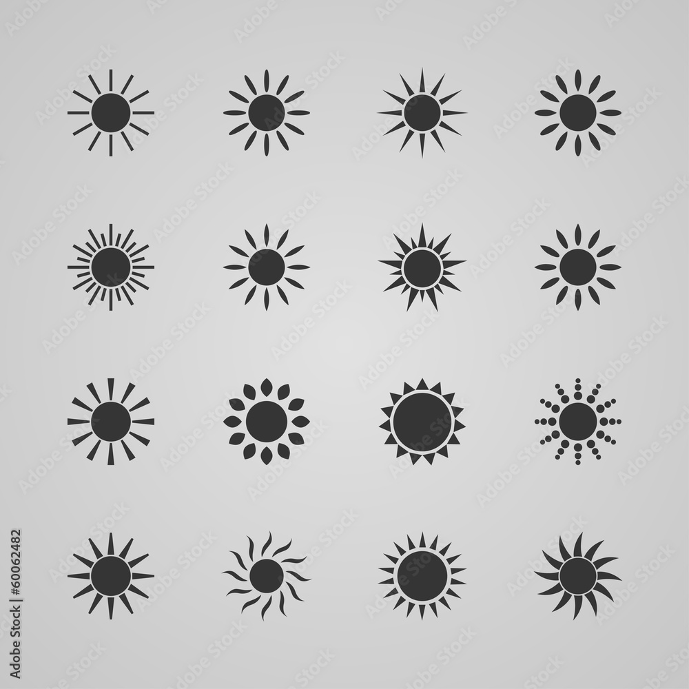 Set of suns icons, vector illustration Set of suns icons, vector illustration