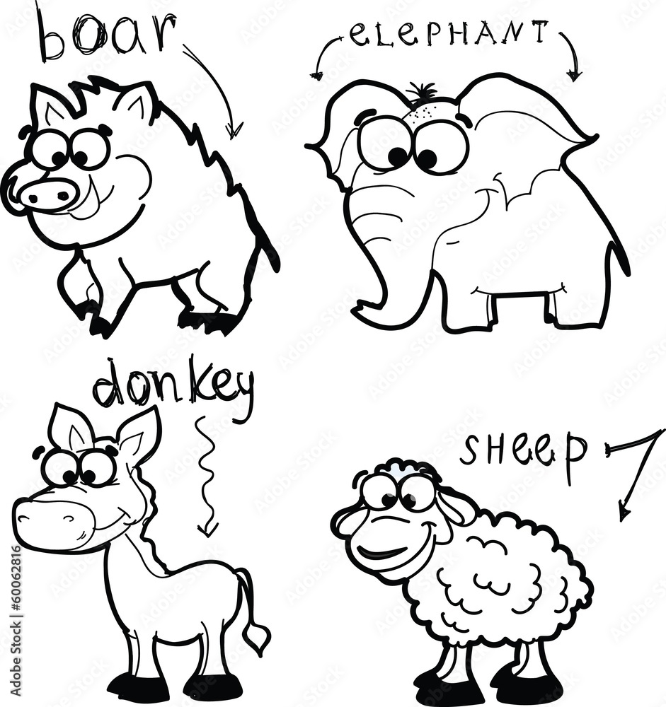 Набор милый мультфильм животных