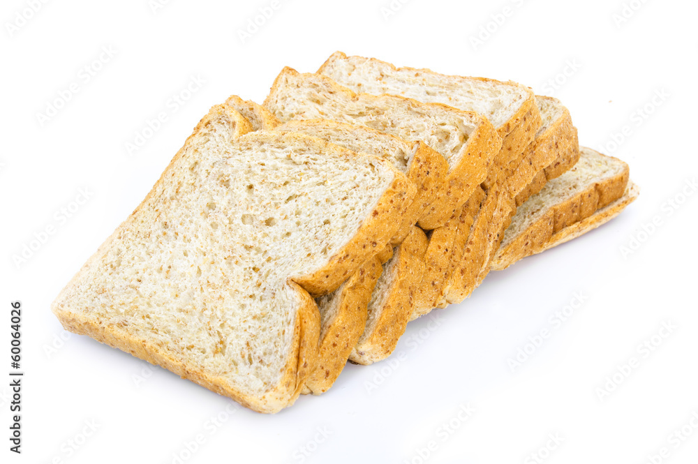 whole wheat bread isolated on white background