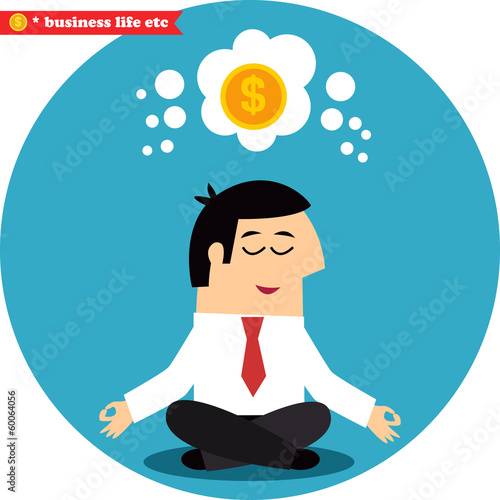 Manager meditating on money and success