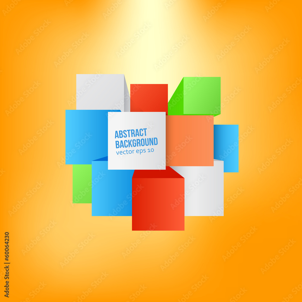 Vector abstract background. Square and 3d object Vector abstract background. Square and 3d object