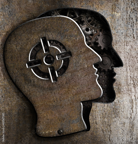 Human head with target mark...