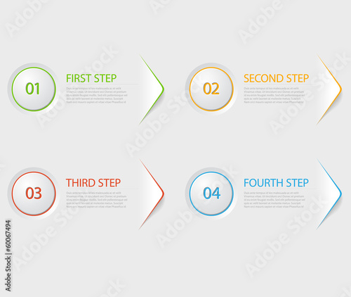 One two three four - flat vector progress icons for four steps