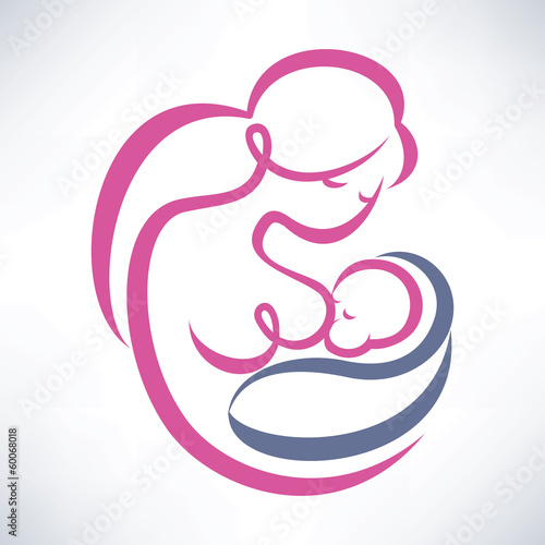mother breastfeeding her baby stylized symbol