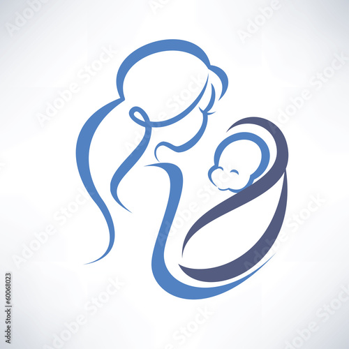 mother and baby outlined symbol
