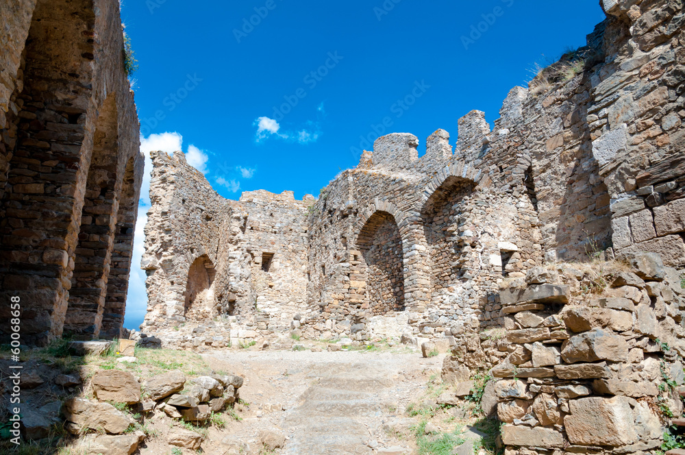 Cabaret tower ruin walls at Lastours