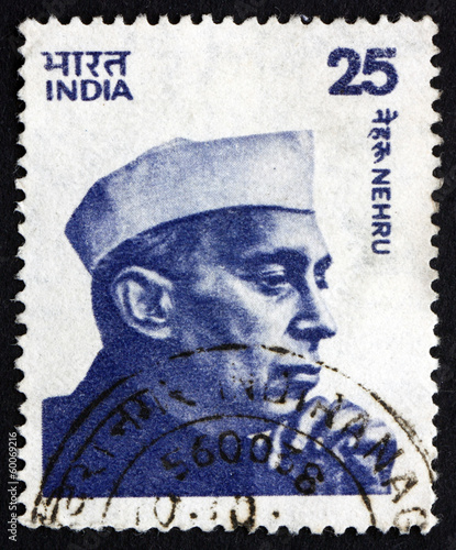 Postage stamp India 1976 Jawaharlal Nehru, Statesman photo