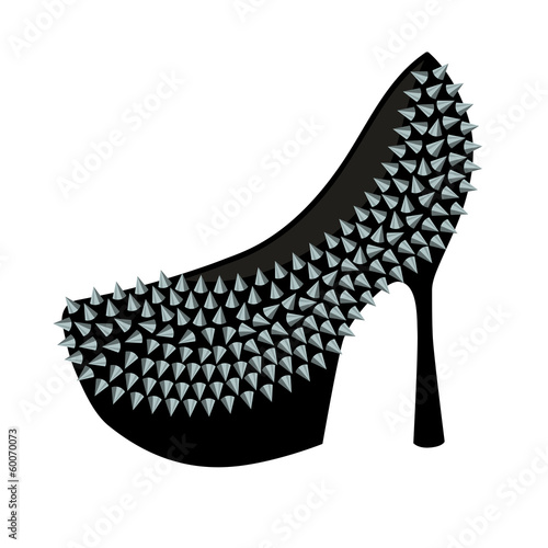 Women's high-heeled shoes decorated with studs