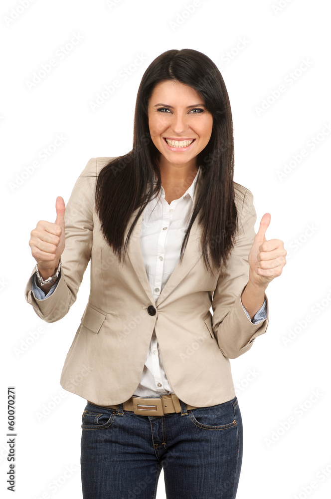 Businesswoman showing thumbs up Businesswoman showing thumbs up