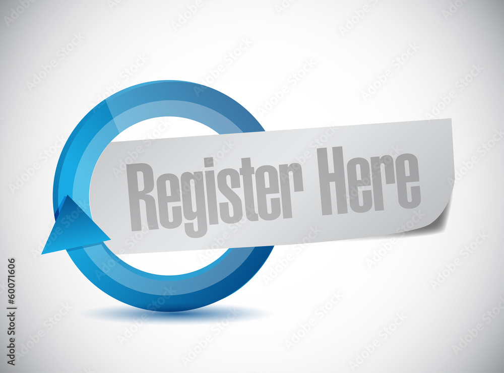 register here message illustration design register here message illustration design