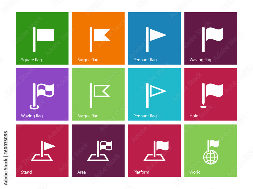 Flag icons on color background. Flag icons on color background.