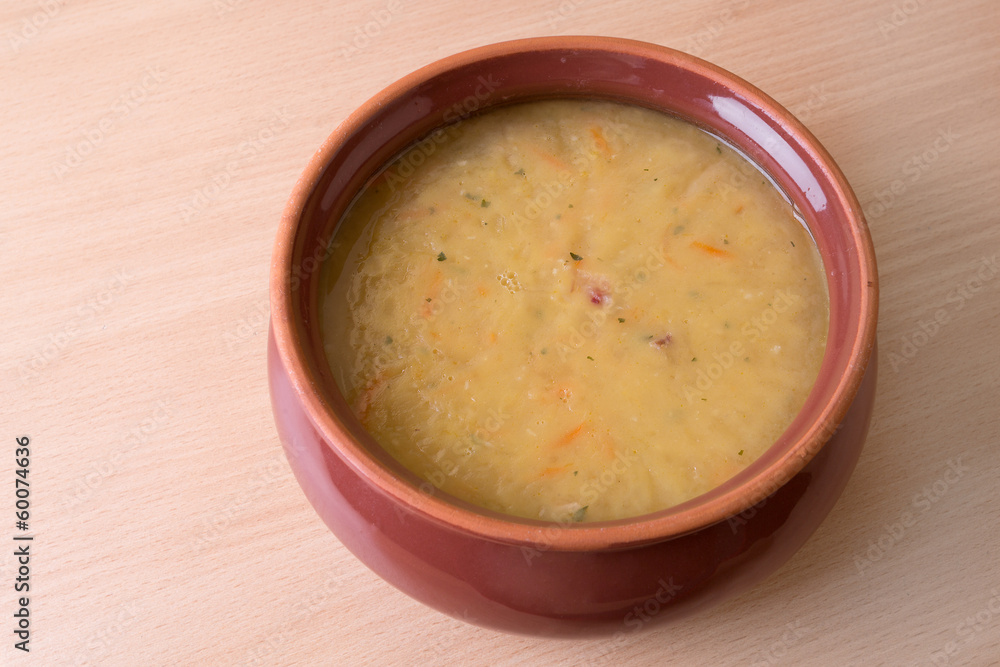 Traditional fresh pea soup in the bowl Traditional fresh pea soup in the bowl