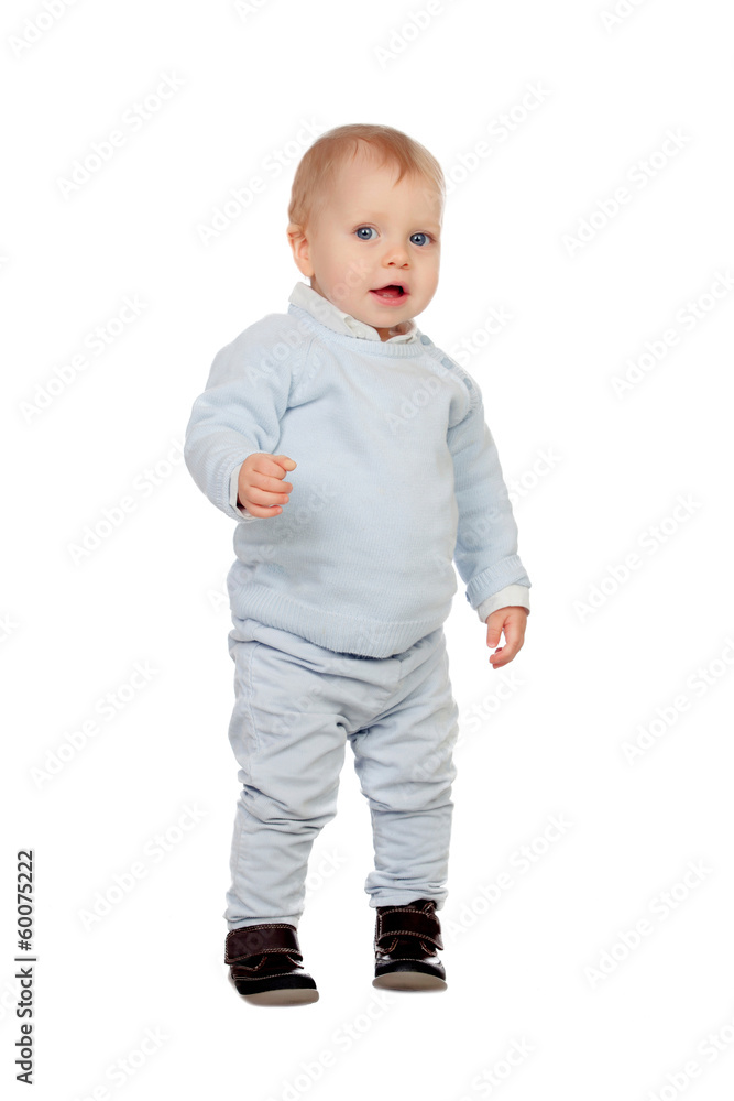 Adorable blonde baby standing Adorable blonde baby standing