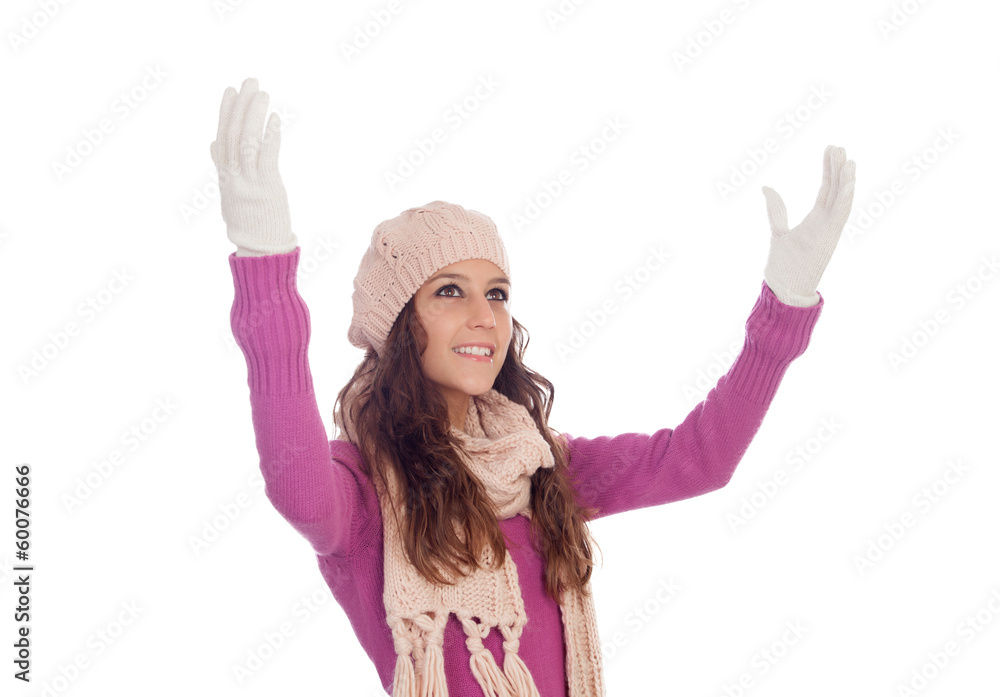 Beautiful girl with wool hat and scarf Beautiful girl with wool hat and scarf