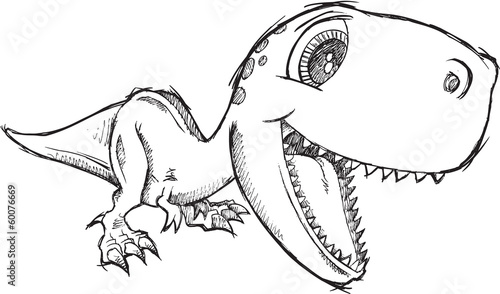 Sketch Doodle Cute Tyrannosaurus Rex Dinosaur Vector